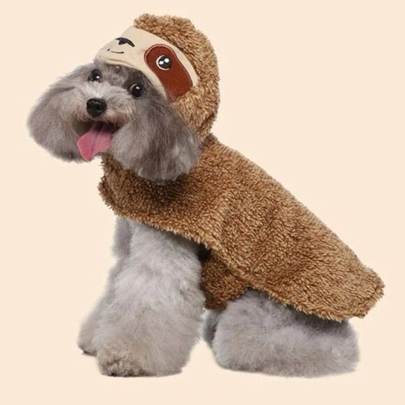 NEW Sloth Pet Halloween Costume Fits Small/Medium Dogs Adjustable Hoodie - Picture 1 of 8